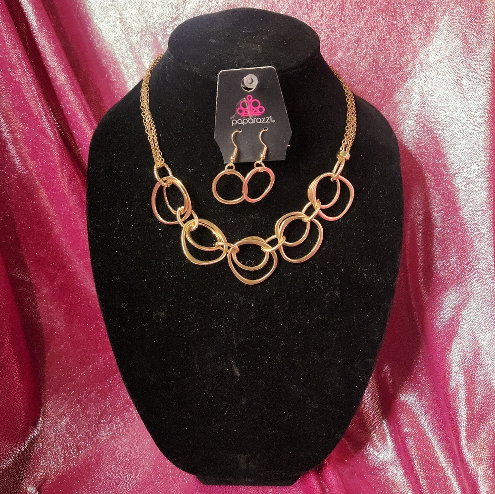 Paparazzi Gold Necklace and Earring Set